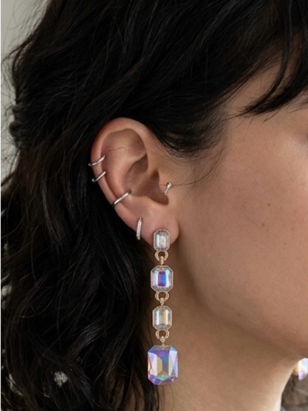 NWT White House Black Market Iridescent Crystal Drop Earrings